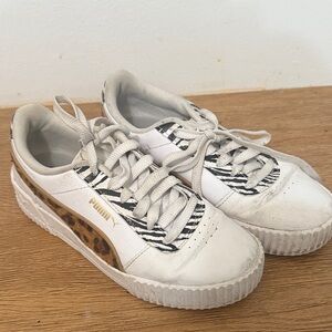 Puma White and Leopard Print Sneakers